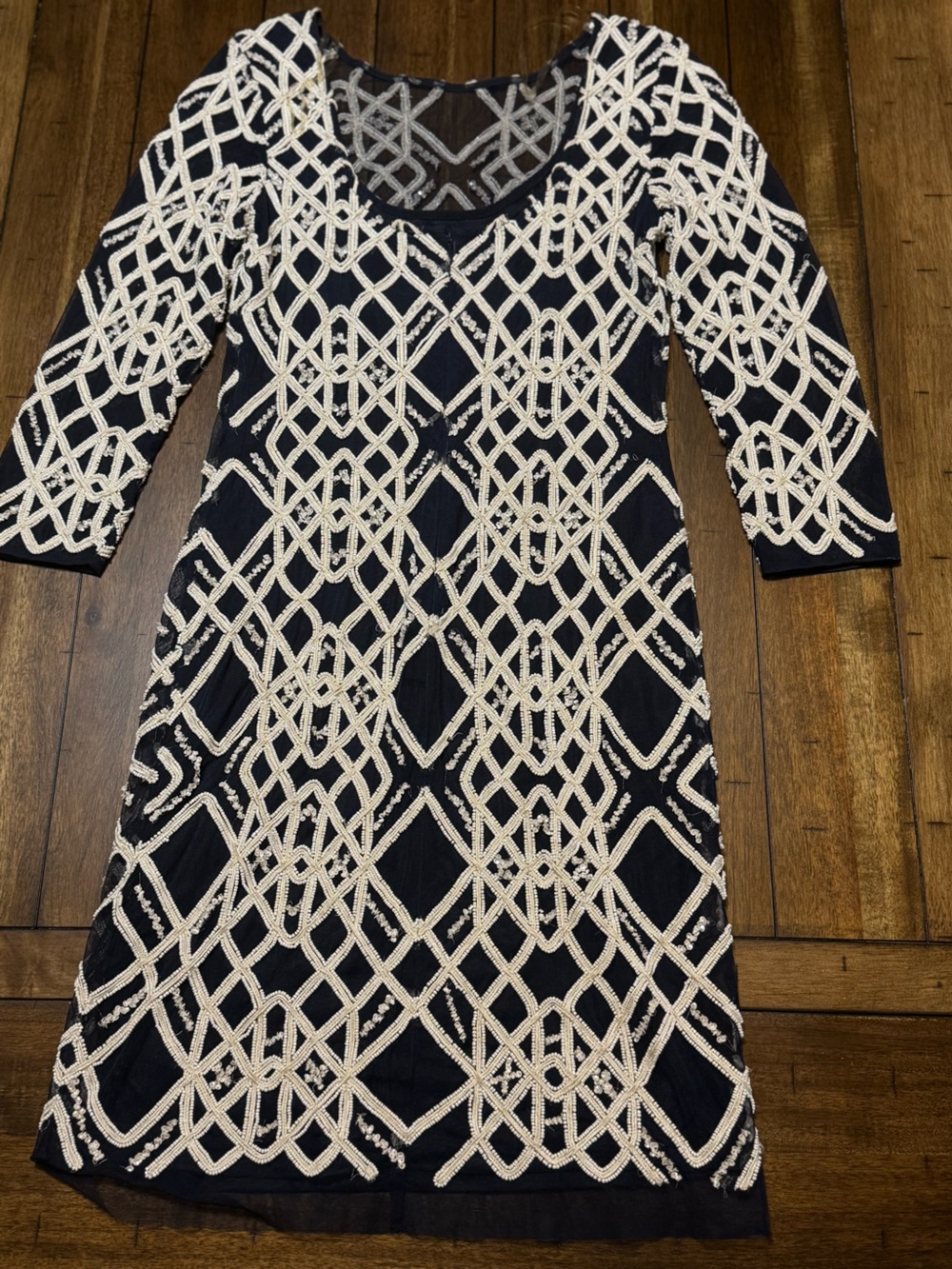 J & S Black & Cream Patterned Women's Dress